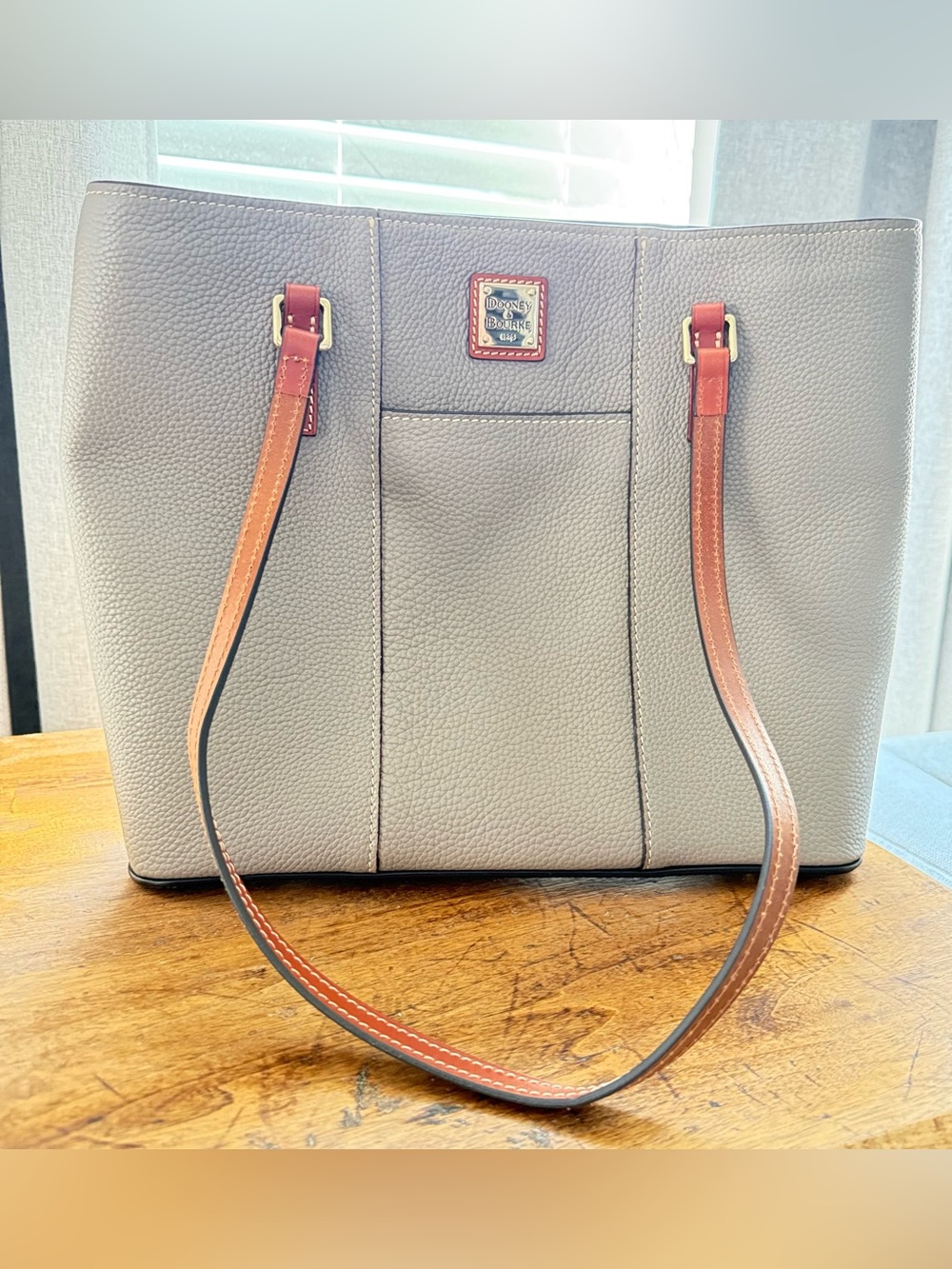 Dooney & Bourke Gray Pebble Grain Small Lexington Tote Bag